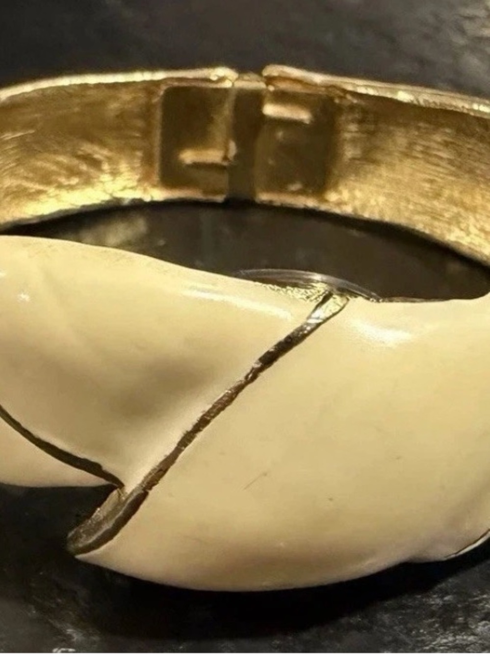 Vintage Style Time 21 Jewel “wind up watch” Bangle Watch Gold & Ivory toned